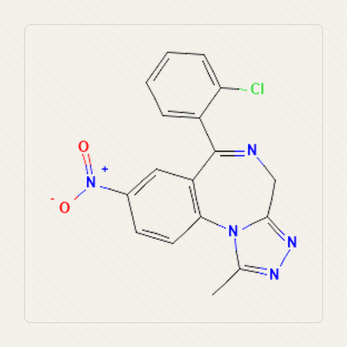 Clonazolam, ilustração educacional da fórmula molecular