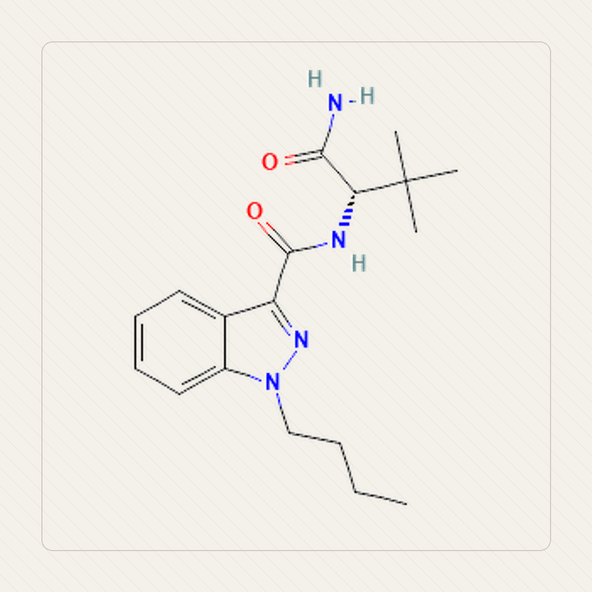 ADB-BUTINACA, ilustração educativa da estrutura molecular
