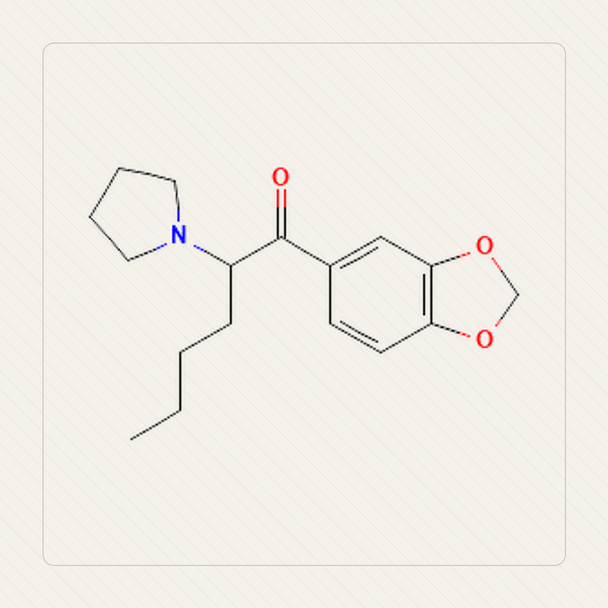 MDPHP 3,4-MDPHP, ilustração educativa da estrutura molecular