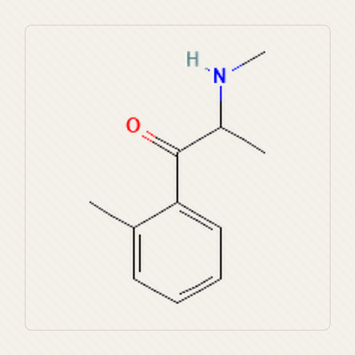 2-MMC 2-metylometkatynon, ilustração educativa da estrutura molecular