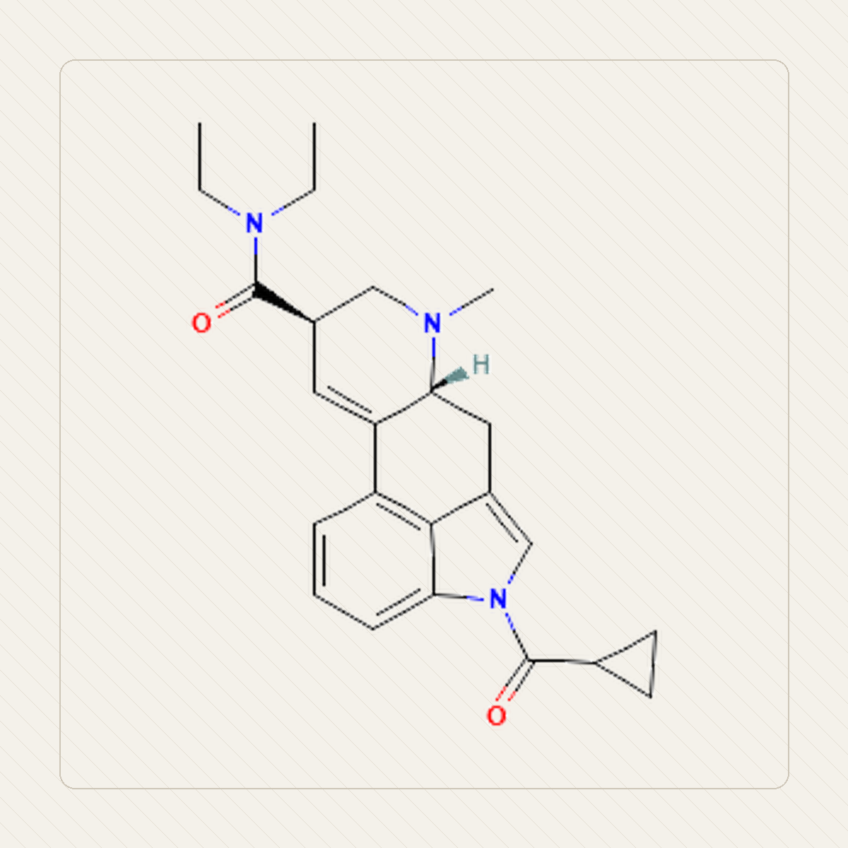 1cP-LSD, ilustração educacional da fórmula molecular