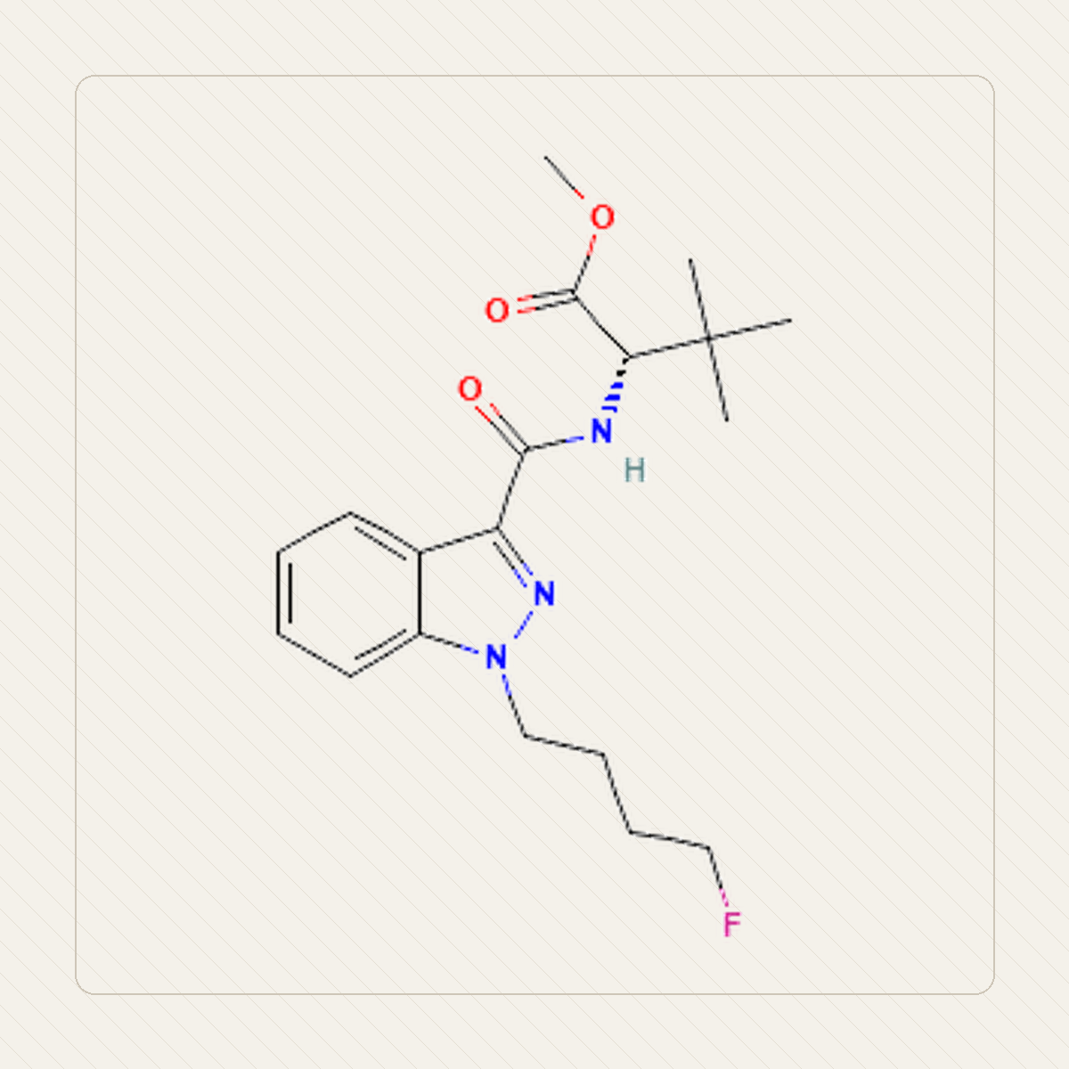 4F-MDMB-BINACA 4F-MDMB-BUTINACA, ilustração educativa da estrutura molecular